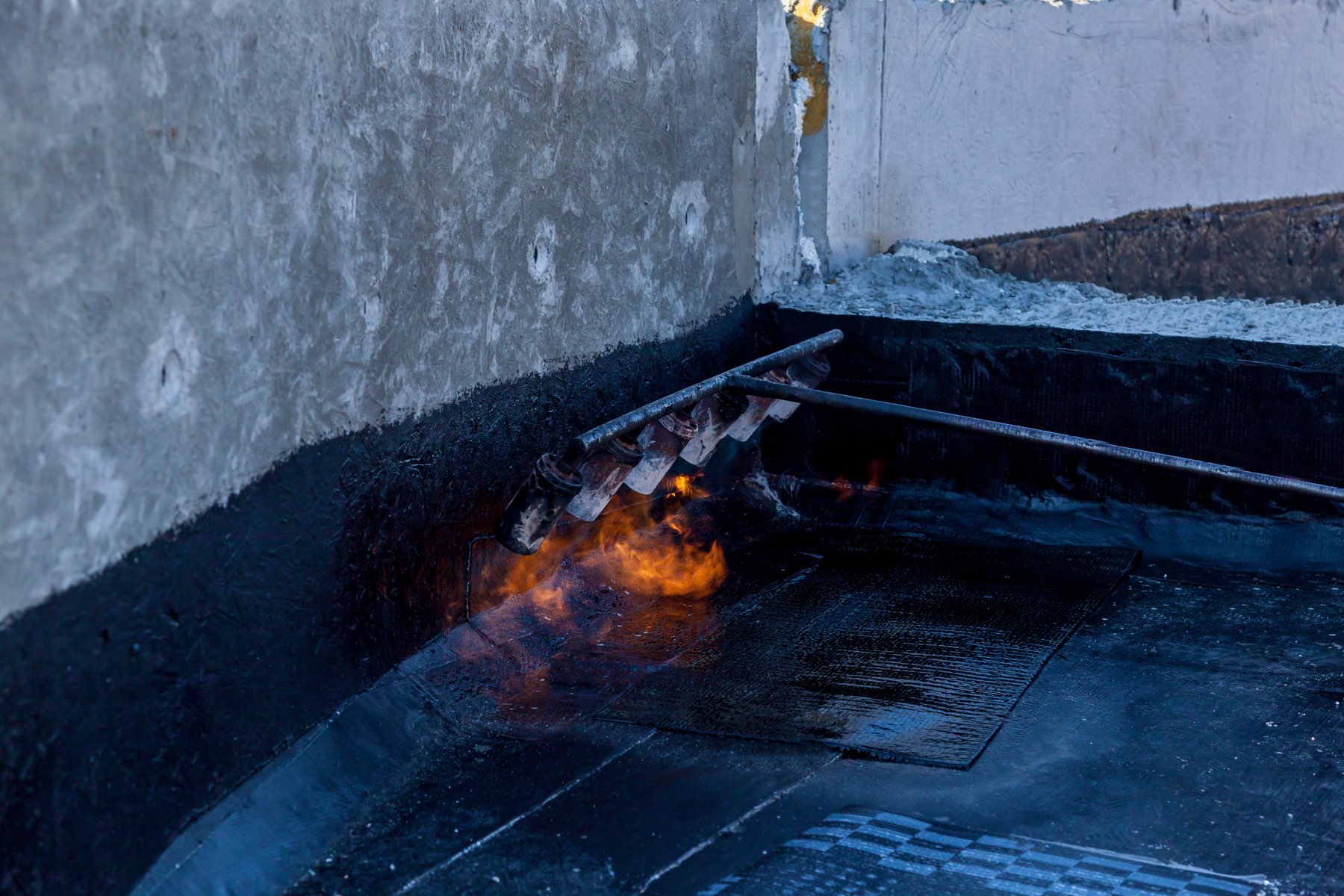 A flat roof on a house extension