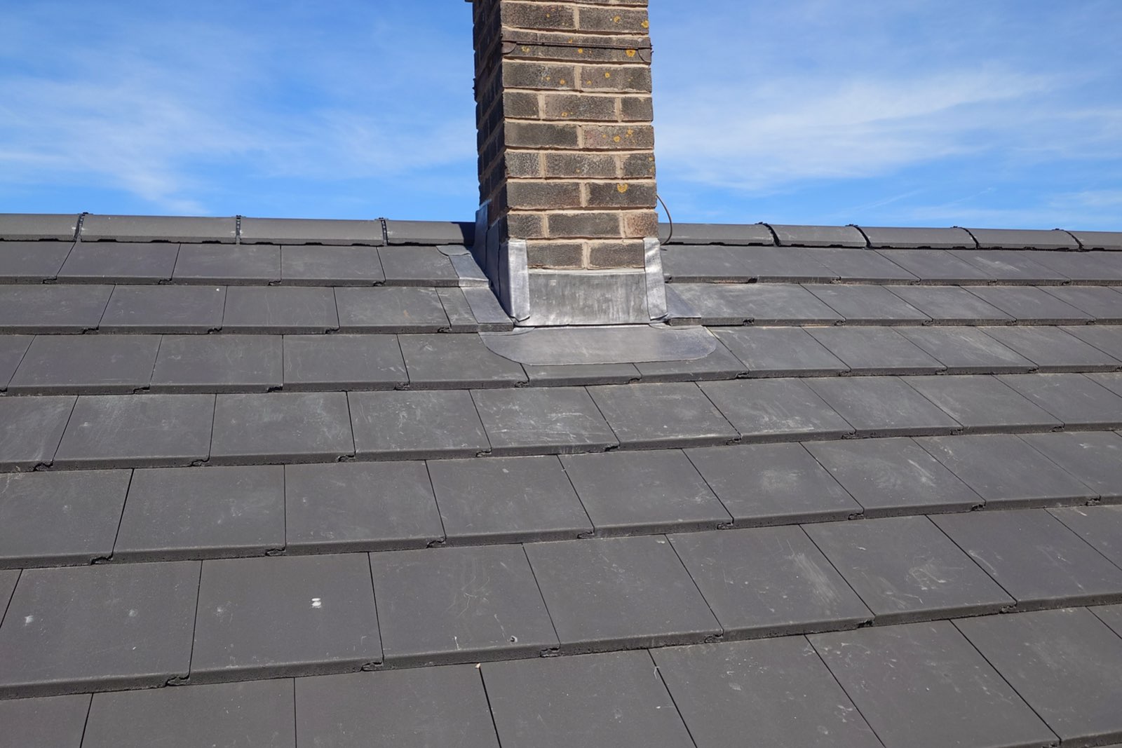 Chimney stack flashed in lead