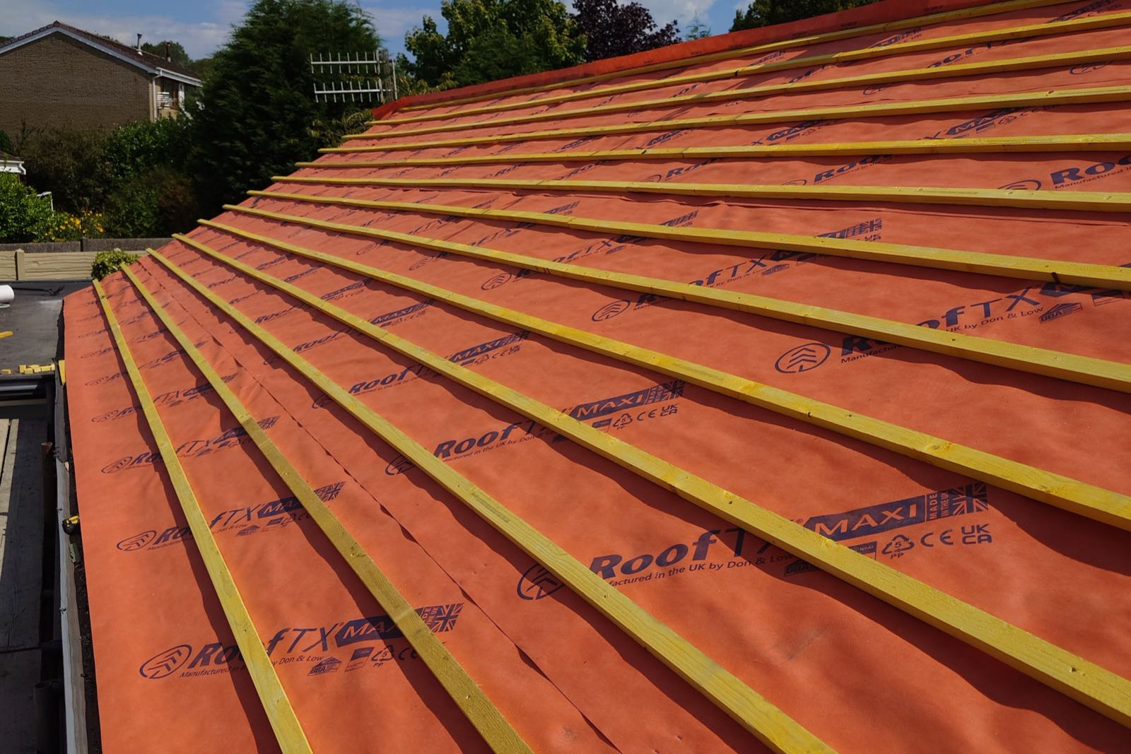 Membrane and battens across a full roof